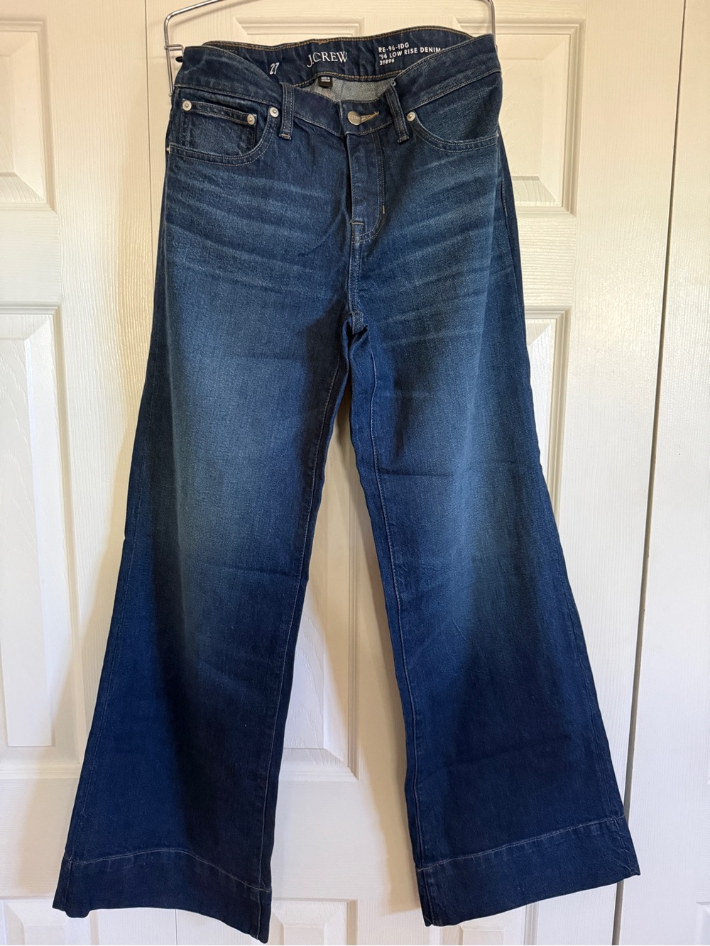 Low rise denim trouser jean, dark wash
